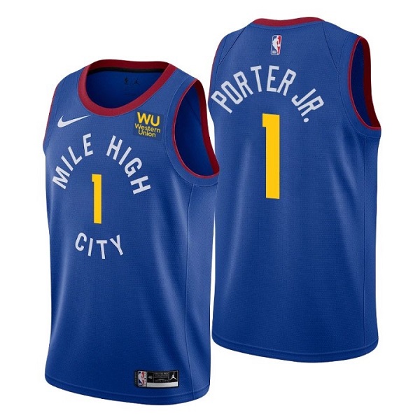 Men's Denver Nuggets #1 Michael Porter Jr. Blue Stitched Jersey
